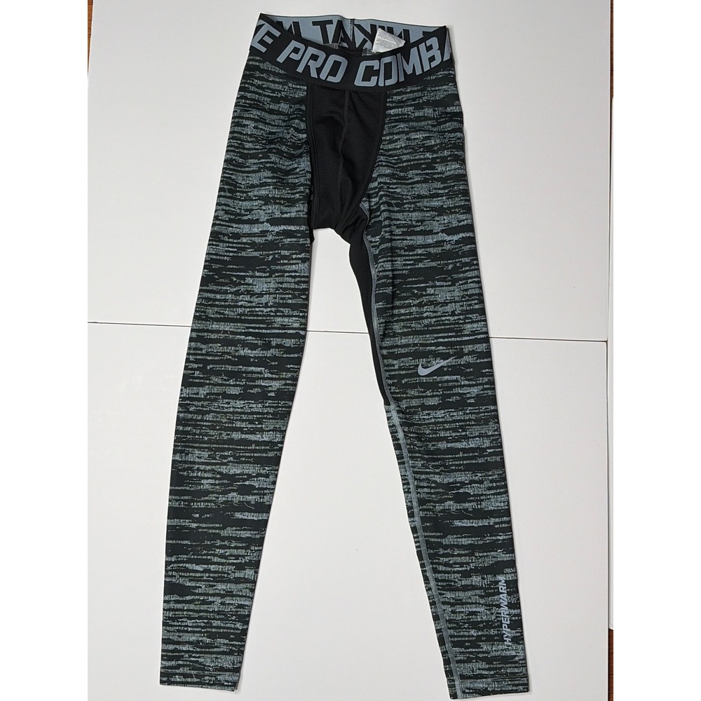 Nike Pro Combat Hyperwarm Mens Compression Tights Black Grey Static Size S